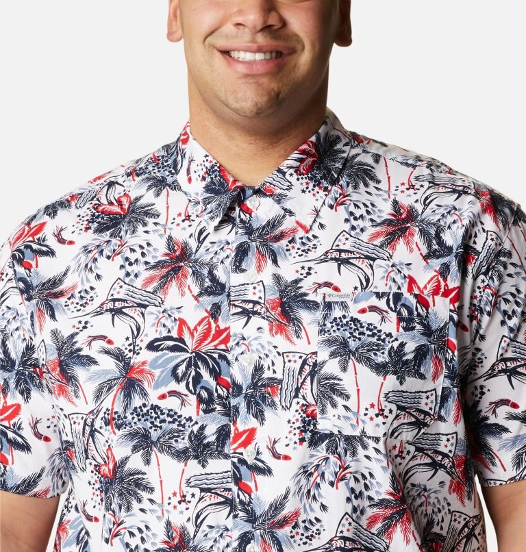 Men's Columbia PFG Trollers Best Short Sleeve Shirts Flower | Plus Size CA-VA61L